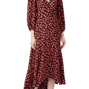 GANNI Printed Midi Wrap Dress
